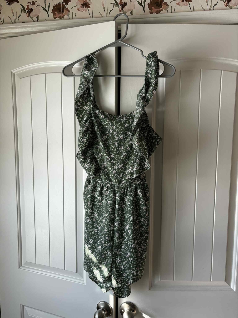 Green Floral Ruffle Sundress